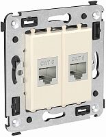 Розетка компьютерная экранированная без рамки DKC Avanti 2-м. RJ45+RJ45 6е ванильная дымка картинка